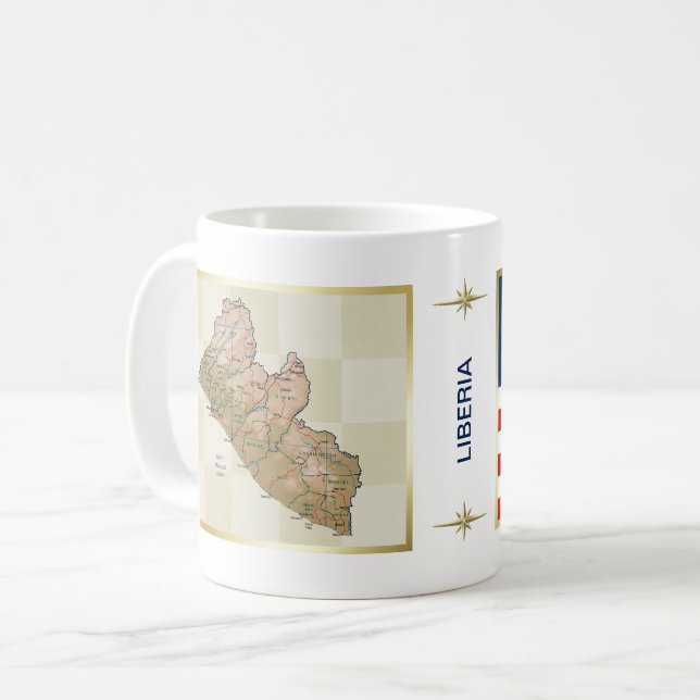 Liberia Flag + Map Mug (Front Left)