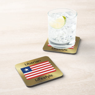 Liberia Flag+Text Coaster