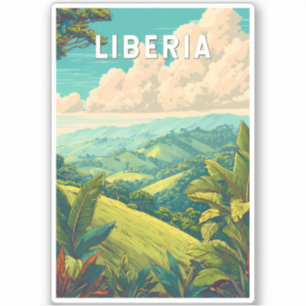 Liberia Illustration Travel Art Vintage