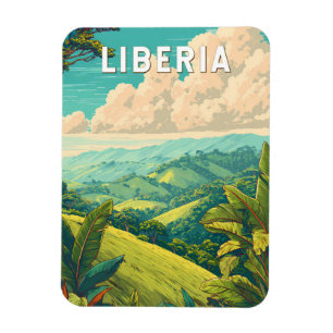 Liberia Illustration Travel Art Vintage Magnet