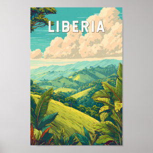 Liberia Illustration Travel Art Vintage Poster