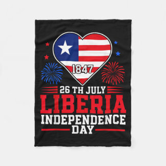 Liberia Independence Day 1847 Patriotic Heart Fleece Blanket