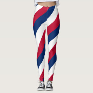 Liberia National Flag Colours Diagonal Striped Leggings