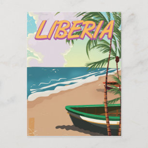 Liberia retro holiday travel poster postcard