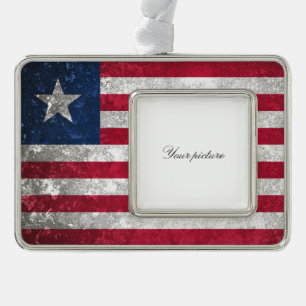 Liberia Silver Plated Framed Ornament