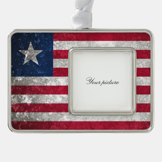 Liberia Silver Plated Framed Ornament (Front)