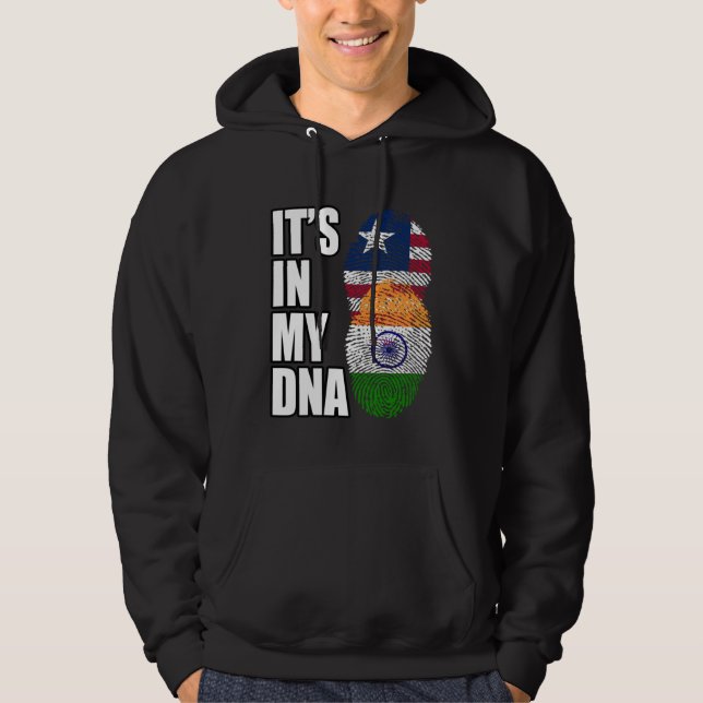 Liberian And Indian Mix DNA Heritage Flag Hoodie (Front)