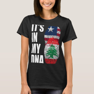 Liberian And Lebanese Mix DNA Heritage Flag T-Shirt