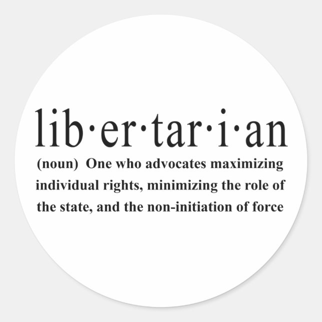 Libertarian Definition Classic Round Sticker (Front)