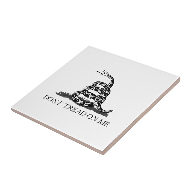Libertarian Gadsden Flag Don't Tread on Me Black Ceramic Tile (Side)