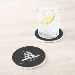 Libertarian Gadsden Flag Don't Tread on Me Black Coaster