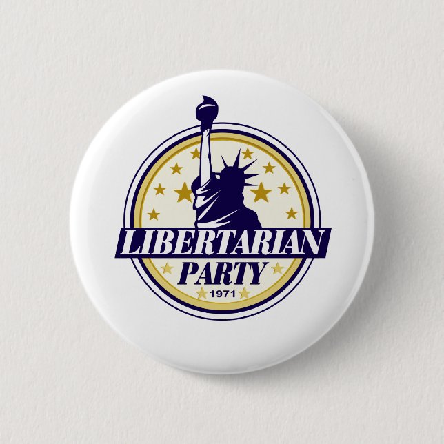 libertarian party logo 6 cm round badge (Front)