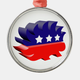 Libertarian porcupine 3D Metal Tree Decoration