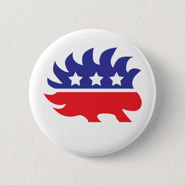 libertarian porcupine 6 cm round badge (Front)