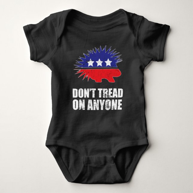 Libertarian Porcupine logo Don't Tread on Anyone Baby Bodysuit (Front)