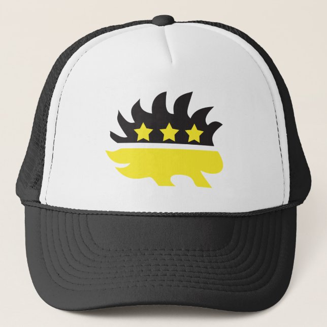 Libertarian porcupine logo (yellow) trucker hat (Front)