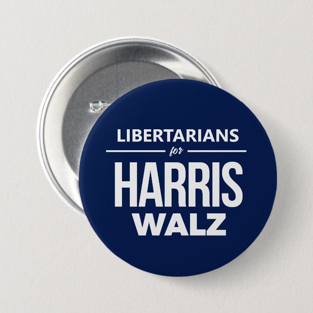 LIbertarians for Harris Walz 7.5 Cm Round Badge (Front & Back)