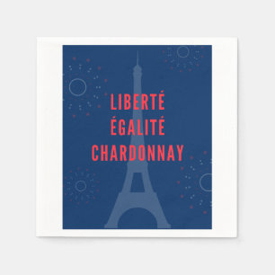 Liberté Égalité Chardonnay Funny Eiffel Tower Wine Napkin