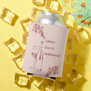 Liberté Égalité Chardonnay Funny Wine Illustration Can Cooler
