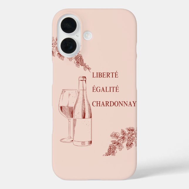Liberté Égalité Chardonnay Funny Wine Illustration Case-Mate iPhone Case (Back)