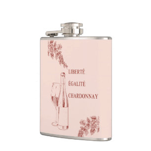 Liberté Égalité Chardonnay Funny Wine Illustration Hip Flask