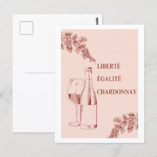 Liberté Égalité Chardonnay Funny Wine Illustration Postcard