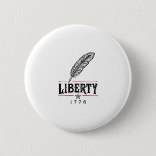 Liberty 1776 Patriotic Feather Vector Design_1 6 Cm Round Badge