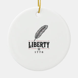 Liberty 1776 Patriotic Feather Vector Design_1 Ceramic Ornament