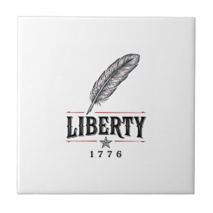 Liberty 1776 Patriotic Feather Vector Design_1 Ceramic Tile