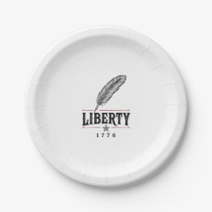 Liberty 1776 Patriotic Feather Vector Design_1 Paper Plate