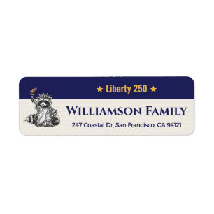 Liberty 250 Raccoon Patriotic Family Return Address Label