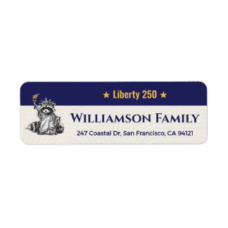Liberty 250 Raccoon Patriotic Family Return Address Label
