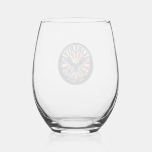 Liberty Adventure Patriotic Patriotic Pulp Book Co Stemless Wine Glass
