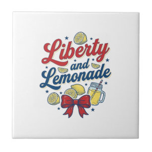 Liberty and Lemonade Patriotic Lemon Vector Shirt_ Ceramic Tile