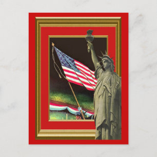 Liberty and the flag postcard