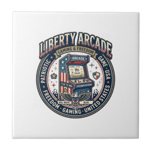 Liberty Arcade Patriotic Patriotic Arcade Gamer US Ceramic Tile