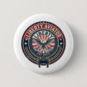 Liberty Aviator Patriotic Patriotic Aviation Vinta 6 Cm Round Badge