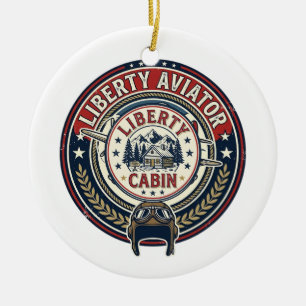 Liberty Aviator Patriotic Patriotic Aviation Vinta Ceramic Ornament