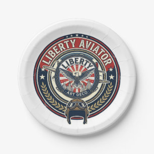 Liberty Aviator Patriotic Patriotic Aviation Vinta Paper Plate