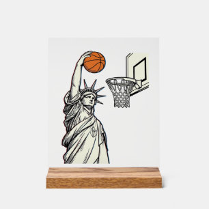 Liberty Basketball Dunk Vintage Engraving Design_1 Acrylic Sign