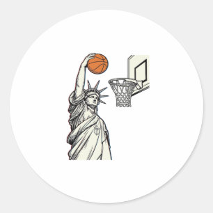 Liberty Basketball Dunk Vintage Engraving Design_1 Classic Round Sticker