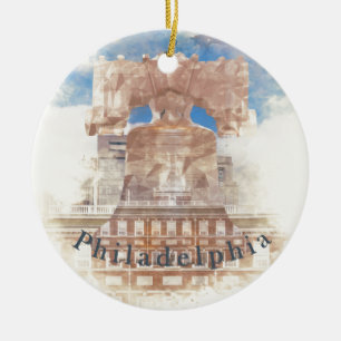 Liberty Bell and Independence Hall Ceramic Tree Decoration