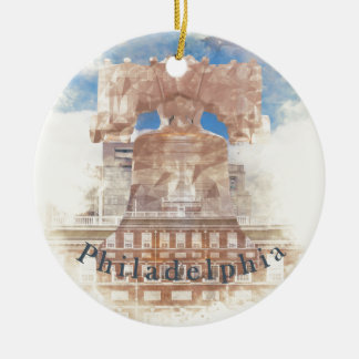 Liberty Bell and Independence Hall Ceramic Tree Decoration