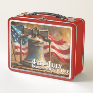 Liberty Bell Art for 4th of July Celebration Metal Lunch Box