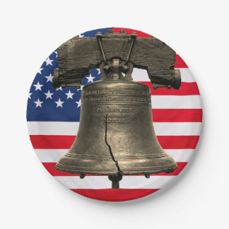 Liberty Bell over Flag Paper Plate