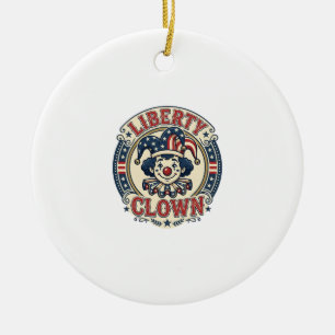 Liberty Clown Patriotic Patriotic Clowncore Cute V Ceramic Ornament