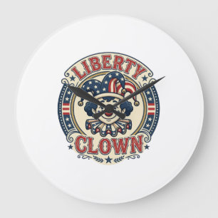 Liberty Clown Patriotic Patriotic Clowncore Cute V Large Clock