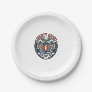 Liberty Crest Patriotic Patriotic Heraldry Coat Of Paper Plate