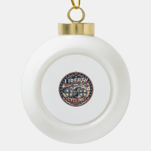 Liberty Cycling Patriotic Patriotic Cycling Vintag Ceramic Ball Christmas Ornament