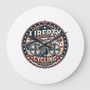 Liberty Cycling Patriotic Patriotic Cycling Vintag Large Clock